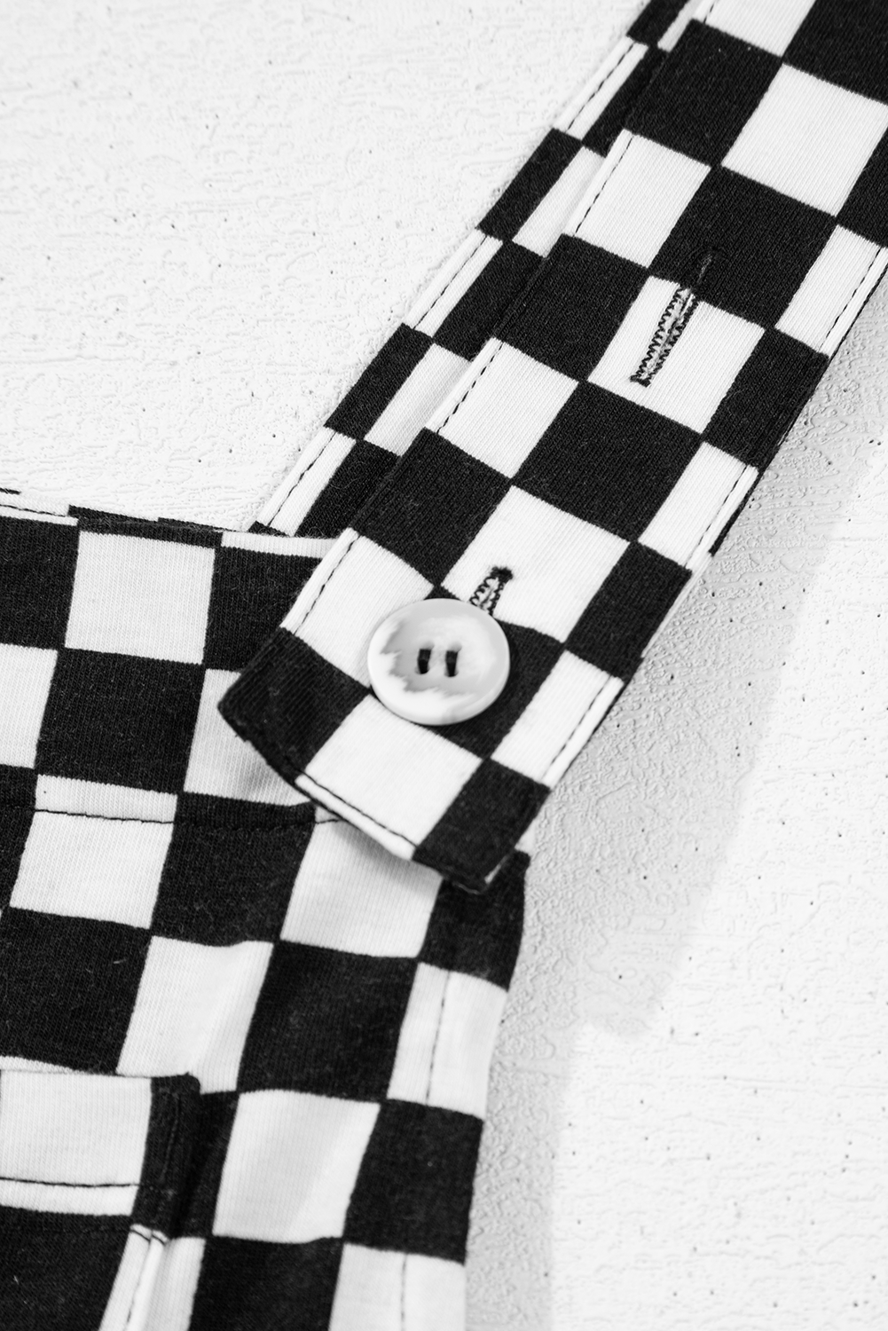 Checkered Print Pocketed Wide Leg Jumpsuit