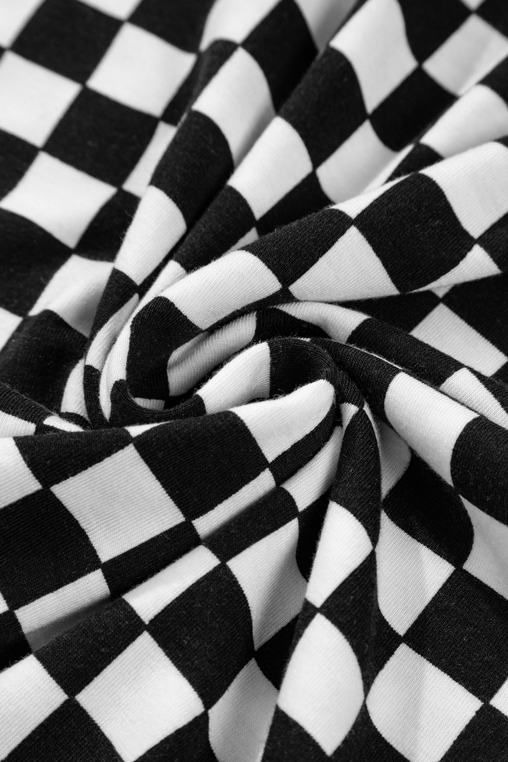 Checkered Print Pocketed Wide Leg Jumpsuit
