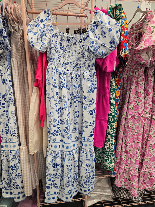 Blue and White Maxi Dress
