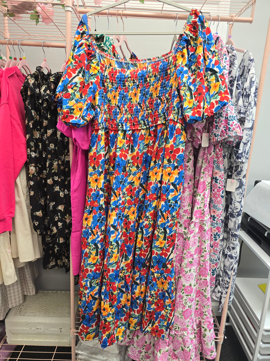 Short Sleeve Plus Size Multi Color Maxi