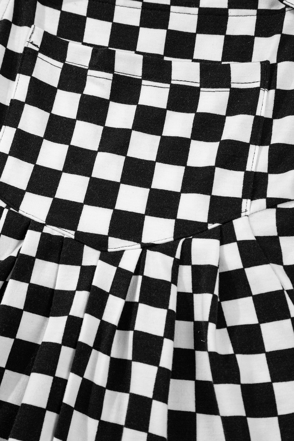 Checkered Print Pocketed Wide Leg Jumpsuit