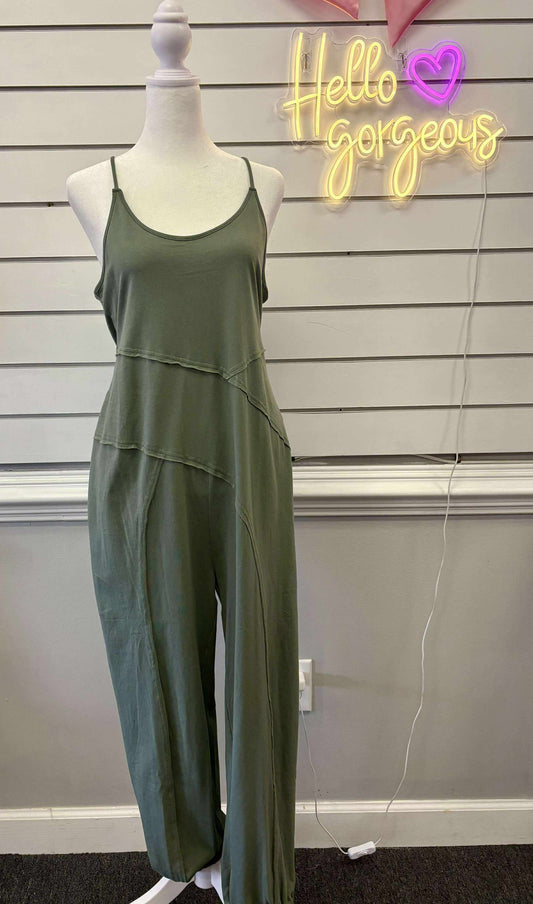 Relaxed Fit Jumpsuit with Asymmetrical Seams